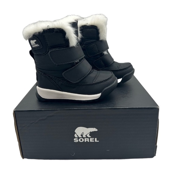 Sorel Other - NWT Sorel Toddler Whitney II Velcro Strap Snow Boots Size 5 Black Faux Fur